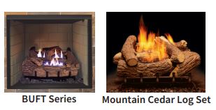 18" Millivolt Burner / Mountain Cedar Log Set with BUF32-T Box - Builders Special - NG - Chimney Cricket