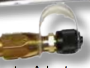 Presto-Tap Test Adaptor, 1/4" FPT X 1/4" Flare, w/ 1/4" Black Cap & Lanyard, #CAPPED KG ADAPTER, KGA-P, CAPKG - Chimney Cricket