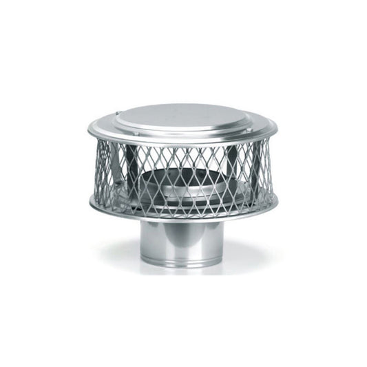7" HomeSaver 316-Alloy Stainless Steel Guardian Cap with 3/4" Mesh - Chimney Cricket