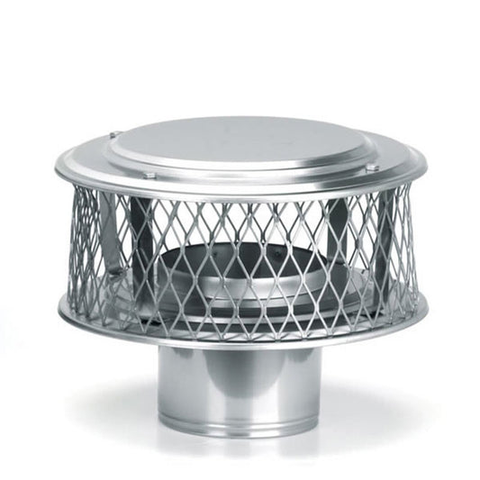 8" HomeSaver 316-Alloy Stainless Steel Guardian Cap with 3/4" Mesh - Chimney Cricket