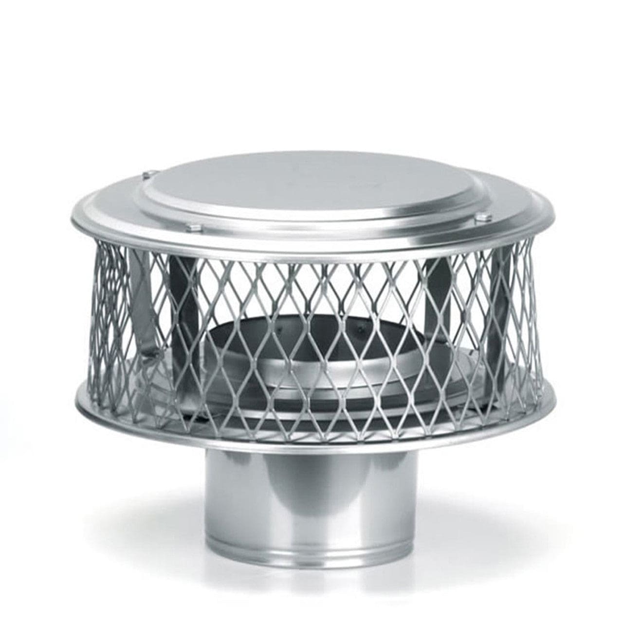 7" HomeSaver 304-Alloy Stainless Steel Guardian Cap with 3/4" Mesh - Chimney Cricket