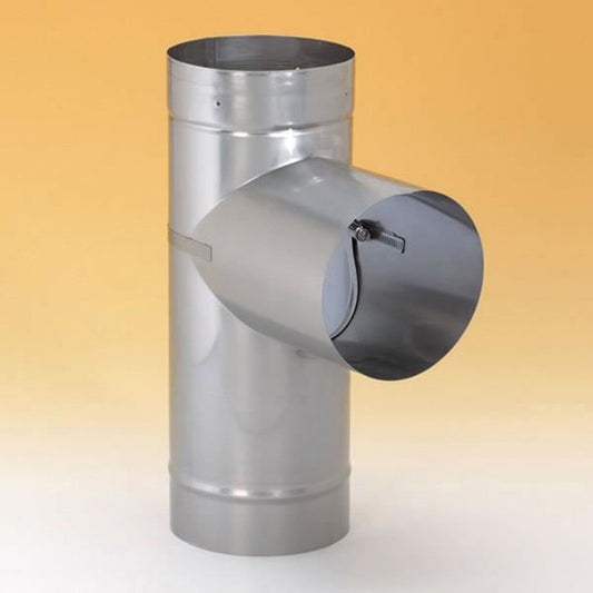 8" Heatfab 316-Alloy Stainless Steel Tee with Removable Take-Off - 3816761 - Chimney Cricket
