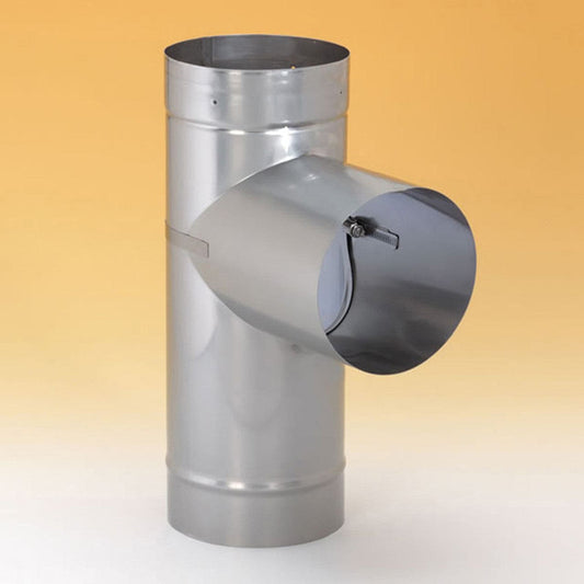 5" Heatfab 304-Alloy Stainless Steel Tee with Removable Take-Off - 4516RI - Chimney Cricket