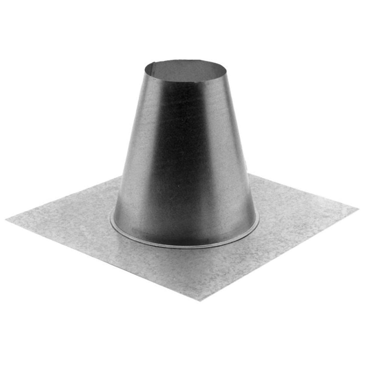 4" Type B Gas Vent Galvalume Tall Cone Roof Flashing for Flat Roofs - 4GVFF - Chimney Cricket