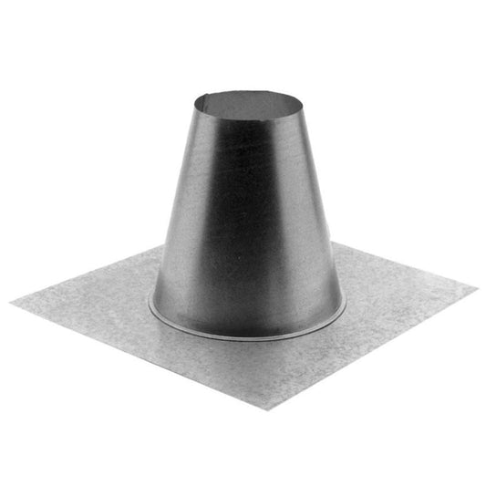 6" Type B Gas Vent Galvalume Tall Cone Roof Flashing for Flat Roofs - 6BVFF - Chimney Cricket