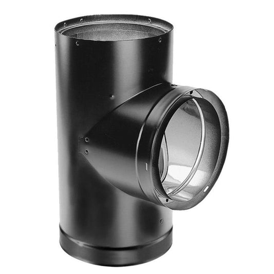 8" DuraVent DVL Double-Wall Black Tee with Clean-Out Cap - 8DVL-T - Chimney Cricket