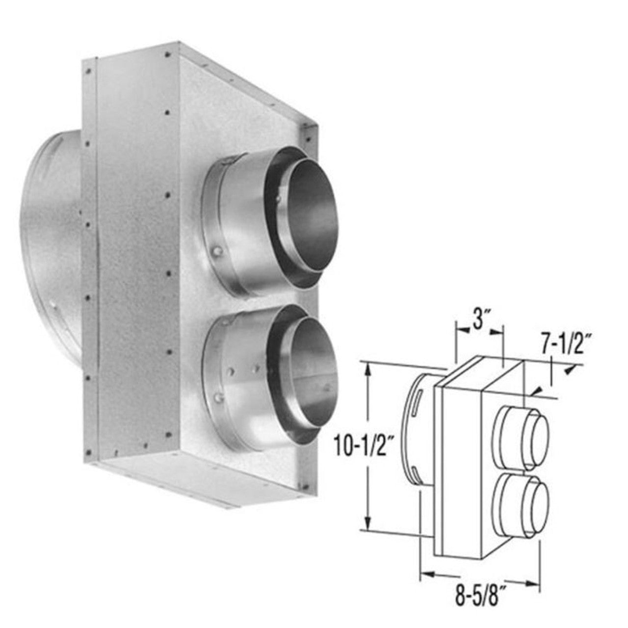 4" DuraVent Appliance Connector 3" x 4" Intakes - 46DVA-VCL - Chimney Cricket