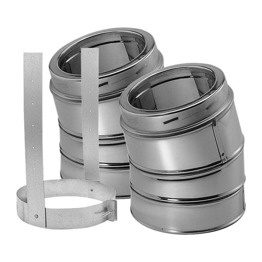 7" DuraVent DuraTech Double-Wall Stainless Steel 15-Degree Elbow Kit - 7DT-E15KSS - Chimney Cricket