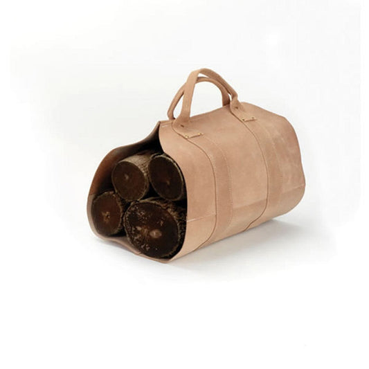 Rugged Cowhide Leather Log Carrier - Chimney Cricket