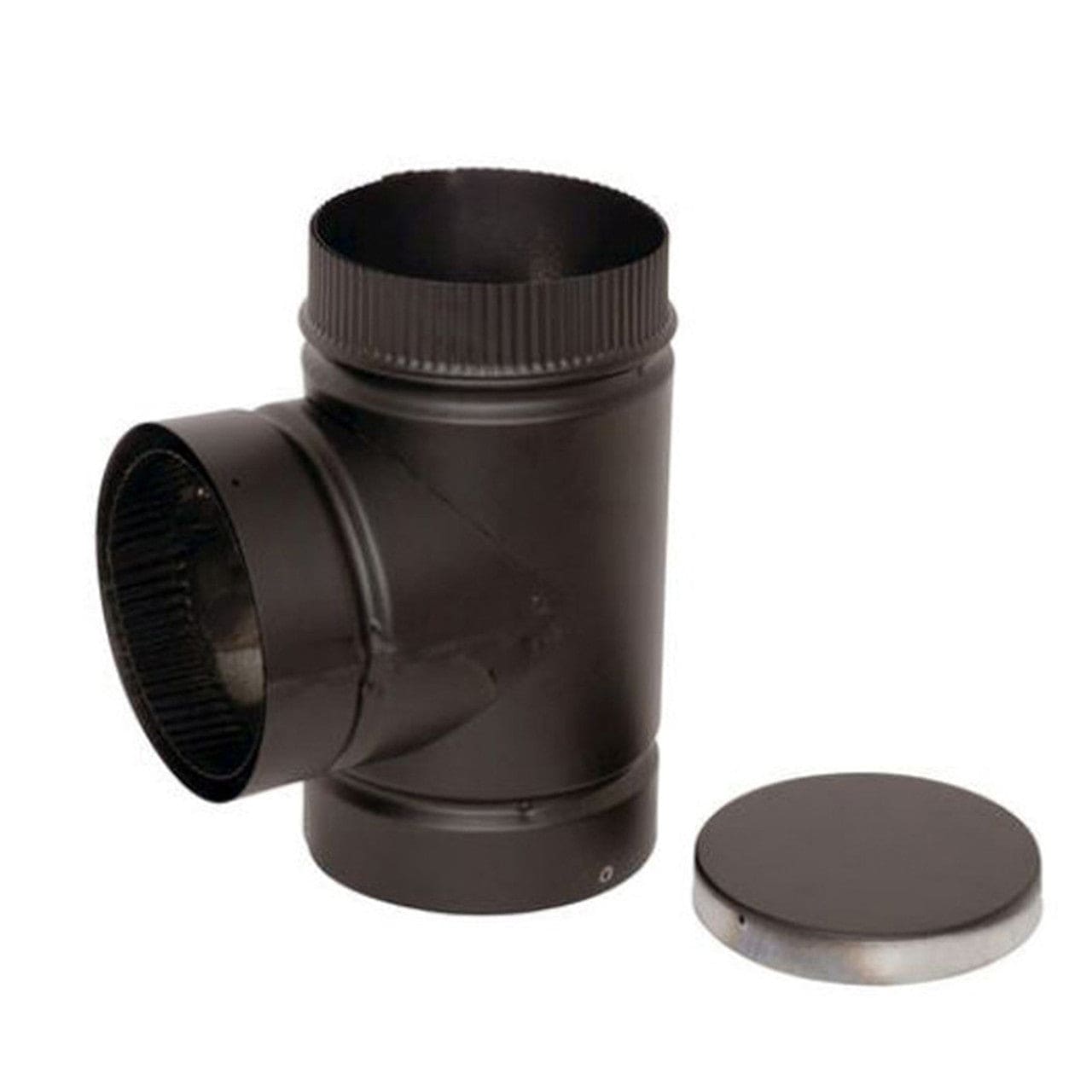 6" Selkirk DSP Black Double-Wall Stove Tee with Cap - Chimney Cricket