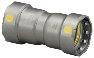 Coupling - with Stop, 3/4" Press x 3/4" Press, MegaPress-G, Black Steel, Sch. 40 with Yellow Dot, Viega - 22009 (CS10) - Chimney Cricket