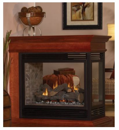 Empire Premium 36" Direct Vent Peninsula Fireplace - Propane - Chimney Cricket