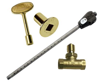 Dante Log Lighter Combo Pack - LP - Straight Ball Valve - Brass - Chimney Cricket
