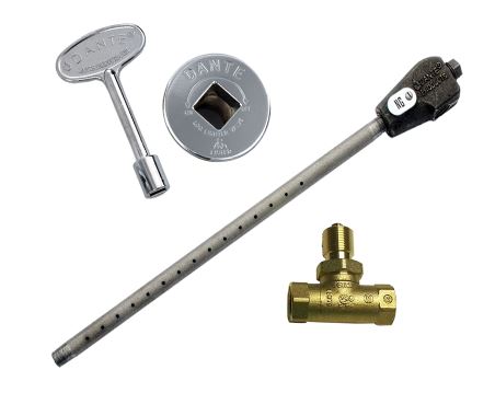 Dante Log Lighter Combo Pack - NG - Straight Ball Valve - Chrome - Chimney Cricket
