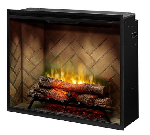 Dimplex 36" Revillusion Portrait Built-In Electric Firebox with Herringbone Panels, Glass Pane and Plug Kit - Chimney Cricket