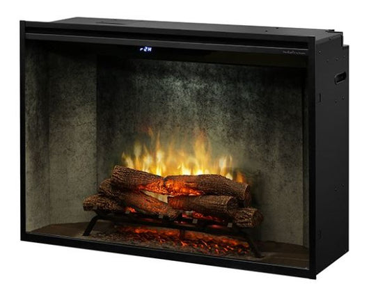 Dimplex 42" Revillusion Built-In Electric Firebox with Weathered Concrete Panels, Glass Pane and Plug Kit - Chimney Cricket