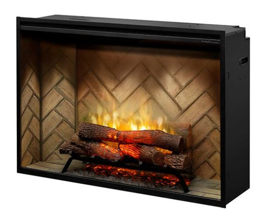 Dimplex 42" Revillusion Built-In Electric Firebox with Herringbone Panels, Glass Pane and Plug Kit - Chimney Cricket