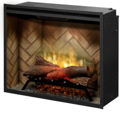 Dimplex 30" Revillusion Built-In Electric Firebox with Herringbone Panels, Glass Pane and Plug Kit - Chimney Cricket