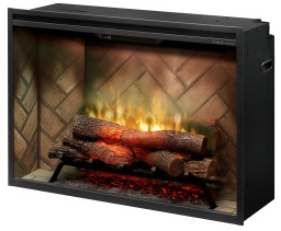 Dimplex 36" Revillusion Built-In Electric Firebox with Herringbone Panels, Glass Pane and Plug Kit - Chimney Cricket
