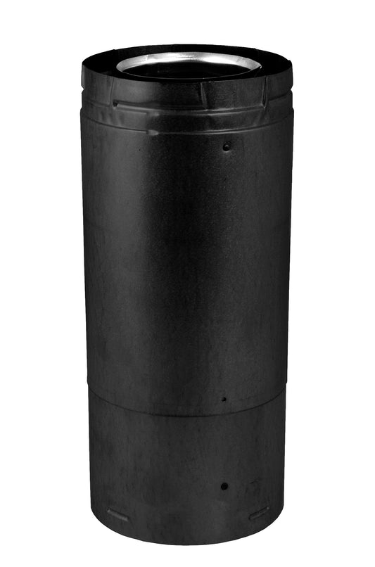 Duravent 4"x6-5/8" DirectVent Pro 17" - 24" Black Adjustable Pipe w/Welded Seam - Chimney Cricket