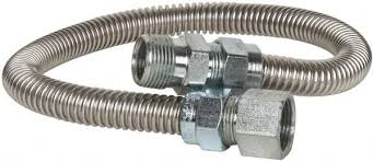 Connector, 3/8" OD Tube X 30" w/ 3/8" MPT X 3/8" FPT Adapters, Flexible Appliance Gas Connector, Dormont, Stainless Steel, 10212230 - Chimney Cricket