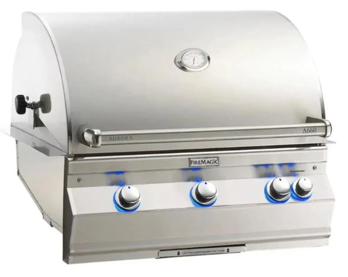 FM A660i Aurora 30" Built-In Grill with Analog Thermometer and Rotisserie Backburner, NG - A660I8EAN - Chimney Cricket