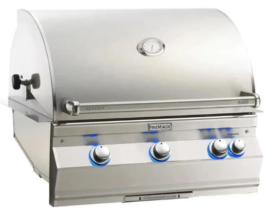 FM A660i Aurora 30" Built-In Grill with Analog Thermometer and Rotisserie Backburner, LP - A660I8EAP - Chimney Cricket