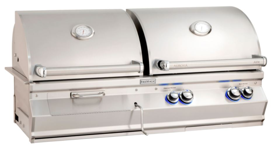 FM A830i Aurora Gas / Charcoal Combo Built-In Grill with Analog Thermometer and Infrared Burner, NG - A830I8LANCB - Chimney Cricket