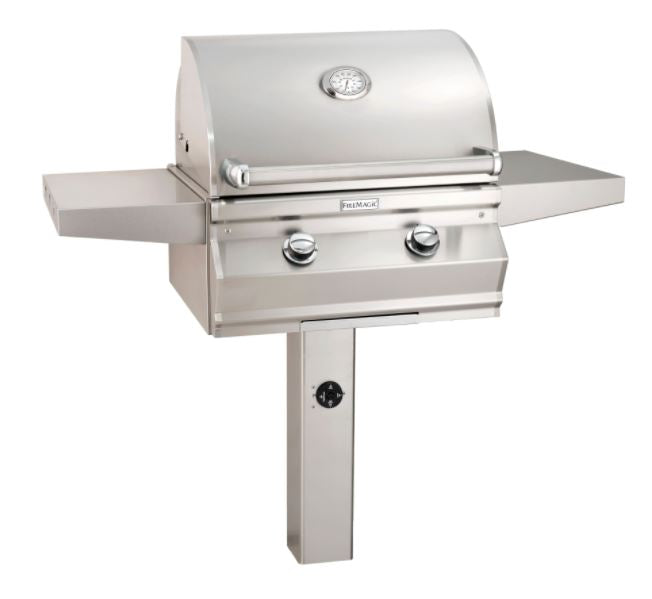 FM Choice C430s 24" In-Ground Post Mount Grill with Analog Thermometer and 1-Hour Timer, NG - C430SRT1NG6 - Chimney Cricket