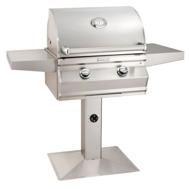 FM Choice C430s 24" Patio Post Mount Grill with Analog Thermometer and 1-Hour Timer, LP - C430SRT1PP6 ** - Chimney Cricket