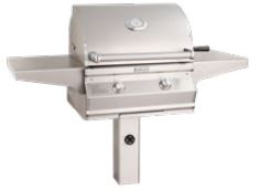 FM Choice Multi-User Accessible CMA430s 24" In-Ground Post Mount Grill with Analog Thermometer and 1-Hour Timer, NG - CMA430SRT1NG6 - Chimney Cricket