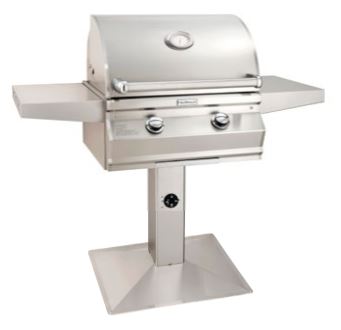 FM Choice Multi-User CM430s 24" Patio Post Mount Grill with Analog Thermometer and 1-Hour Timer, NG - CM430SRT1NP6 - Chimney Cricket