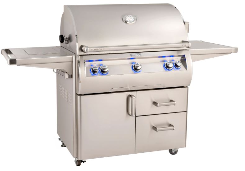 FM E790s Echelon 36" Portable Grill with Analog Thermometer and Flush Mounted Single Side Burner, NG - E790S8EAN62 - Chimney Cricket