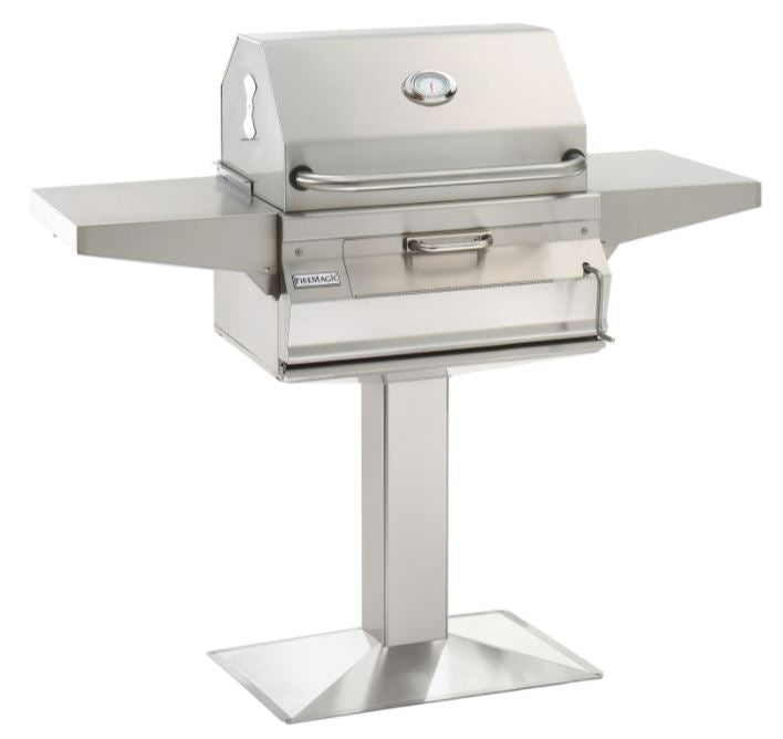 FM Legacy Charcoal 24" Stainless Steel Patio Post Mount Grill - 22SC01CP6 - Chimney Cricket