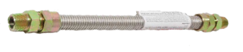 100 Series-24" Flexible Stainless Steel, Connector 3/8" OD (1/4" ID), 3/8 MIP x 1/2 MIP, 100-2131-24  (CS25) - Chimney Cricket