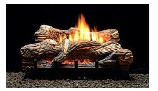 WMH 24" Flint Hill 5-Piece Ceramic Fiber Gas Log Set with Thermostat Burner - LP - Chimney Cricket