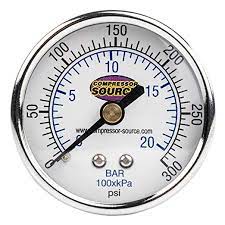 Pressure Gauge, 0-300 PSI, 1/4" Backmount, w/ 2-1/2" Dial, 102D254H - Chimney Cricket