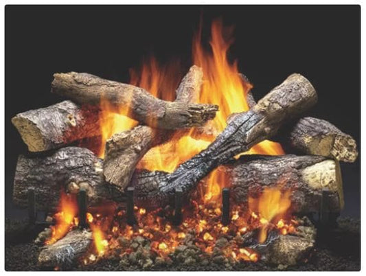 Majestic Fireside Grand Oak 3 Tier 24" 11-Pc. Refractory Cement Vented Gas Log Set - Chimney Cricket