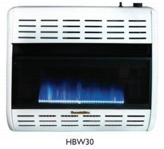 HearthRite Blue Flame Wall Heater, 30,000 Btu, LP, Thermostat Control - Chimney Cricket