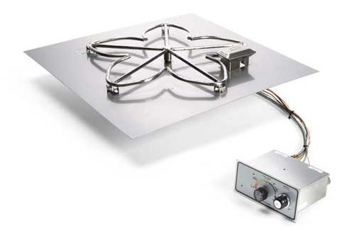 Hpc 24" Square Flat Insert With 18" Stainless Steel Penta Burner, Push Button/flame Sense Ignition, Ng