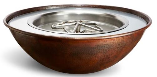 Hpc Tempe 31" Hammered Copper Fire Bowl With Electronic Ignition, Ng - 24vac