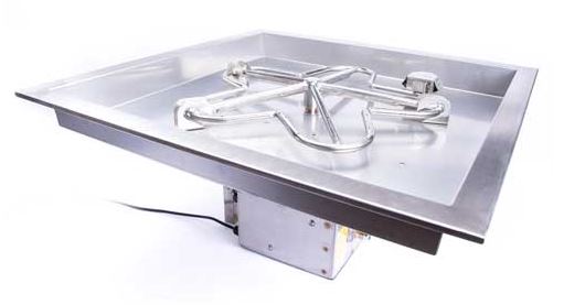 HPC 42" x 42" Square Bowl Insert with 36" Stainless Steel Penta Burner, Electronic Ignition, NG ** - Chimney Cricket