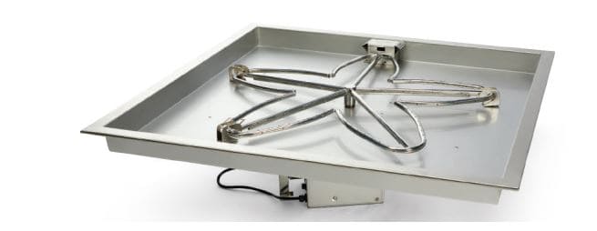 HPC 36" Square Bowl Insert with 30" SS Torpedo Penta Burner, Electronic Ignition, NG - TOR-36SSEI-SQBL-HI/LO-NG/120V ** - Chimney Cricket