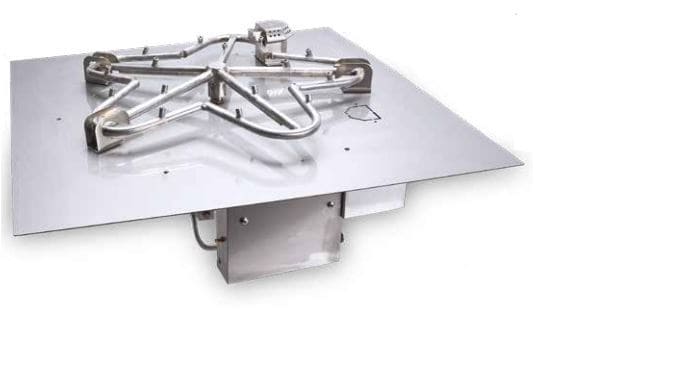 HPC 36" Square Flat Insert with 30" Torpedo Penta Stainless Steel Burner, Electronic Ignition, NG ** - Chimney Cricket