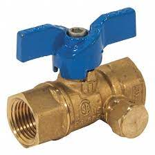 Valve, 1/2" FPT X 1/2" FPt Ball Valve w/ Side Tap, Blue Cap Handle, Jomar, T203 Series, 102-303 - Chimney Cricket