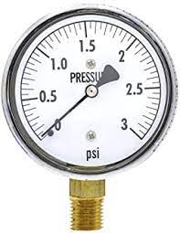 0-3 PSI Pressure Gauge, w/1/4in Bottom Mount, Dry, 2-1/2in Dial - Chimney Cricket