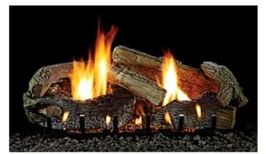 WMH 24" Stacked Aged Oak 7-Piece Refractory Log Set - Chimney Cricket