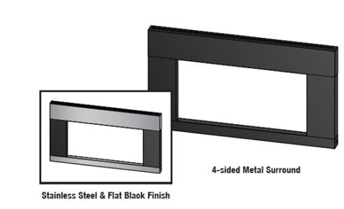 WMH Matte Black and Stainless Steel 4-Sided Decorative Metal Surround with Barrier Screen for Small Insert - Chimney Cricket