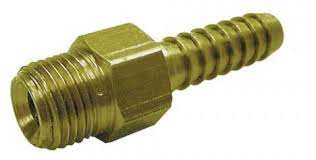 Hose Barb, 1/4" Male Inverted Flare X 1/4" Brass Hose Barb, High Pressure / 7 Barbs, for 1/4" ID Hoses Assembly, MEC, HC5133 - Chimney Cricket