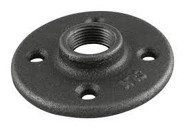 Flange. Mounting, 1/2" FPT, Black, aka Floor Flange, Malleable Forged Steel, M-131F BSFF-20 - Chimney Cricket